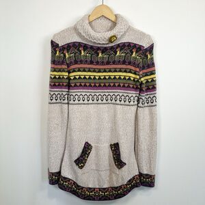 Gaupo Alpaca Sweater Womens Small Lhama Turtleneck Colorful Pocket Soft FLAW